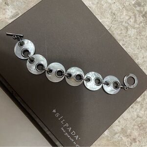 Silpada Modernist Sterling Silver 925  Mother Of Pearl Toggle Bracelet